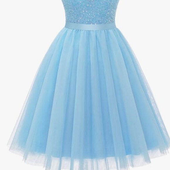 Dressystar Women's Sequin Sparkly Gitter Halter Cocktail Party Dress - Picture 2 of 3